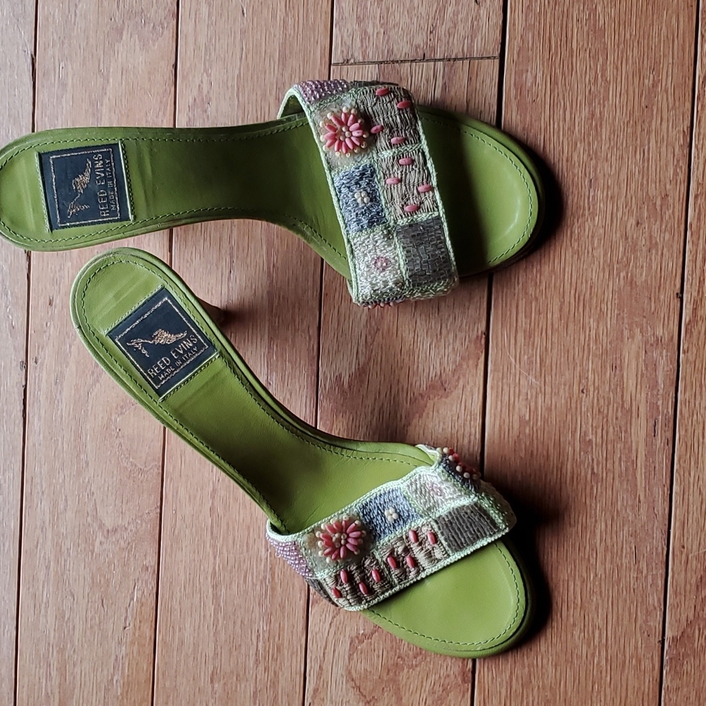 Reed Evins Italian Beaded Slides Size 37/6.5